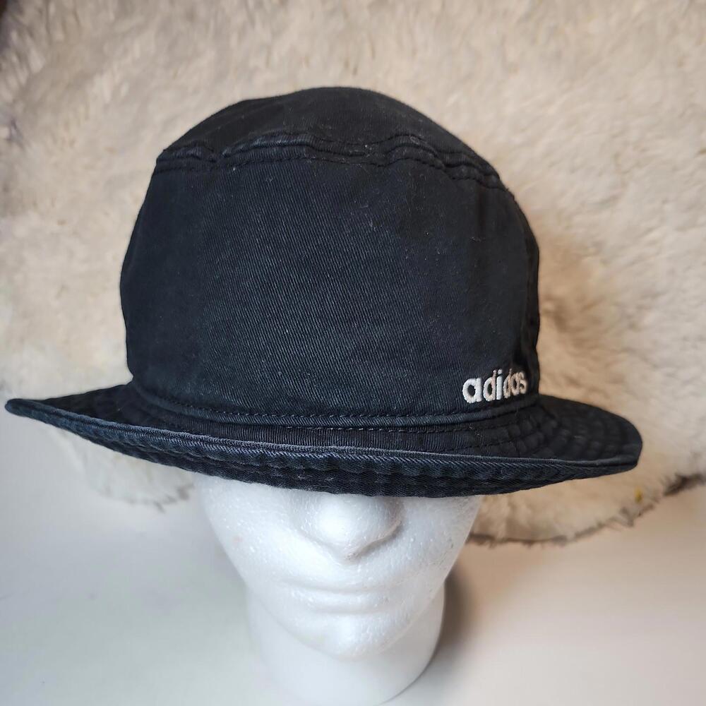 ADIDAS AEROREADY Bucket Sun Hat Cap Black White Logo Adult Size